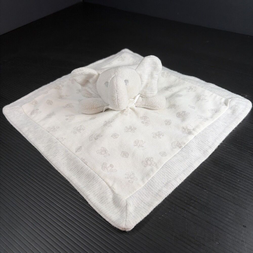 Ralph Lauren Security Blanket Lovey Elephant Gray White Stripes 11”